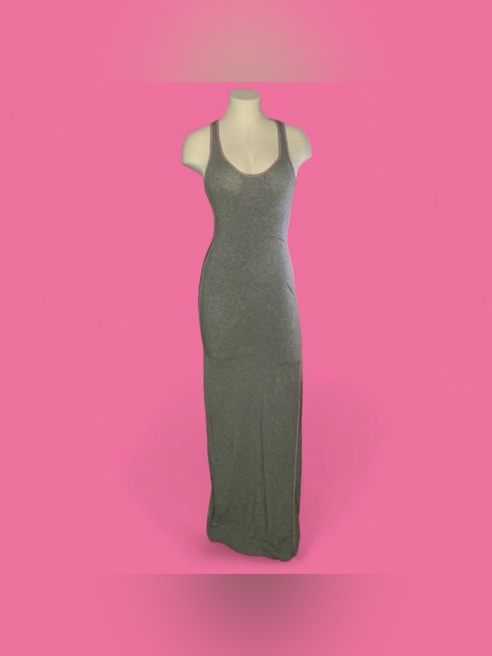 Aeropostale Gray Sleeveless Scoop Neck Maxi Dress